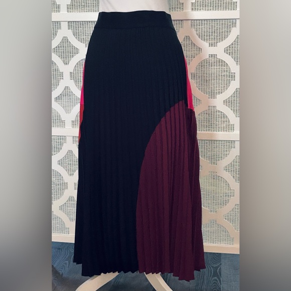 Mod Colorblock Midi Pleated Skirt Ballet Retro Vintage Vibe Alfani Med  Pink Red - Picture 8 of 13